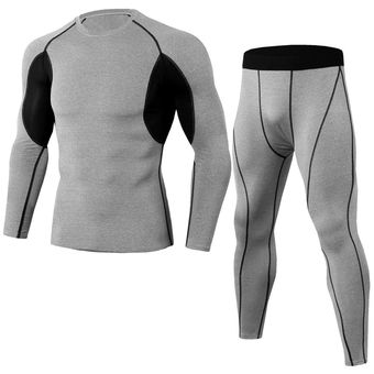 Traje deportivo de Licra para Hombre, ropa deportiva de con capa Base, medias de verano para Fitness y ciclismo(Light -Grey)