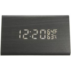 Reloj Despertador Alarma Digital Madera LCD Control De Voz