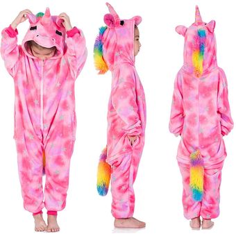 Pijamas de franela de una pieza para niñas ropa de dormir cálida de invierno con diseño de unicornio y Panda-LA24 
