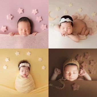 5 uds De fieltro de lana para bebé adornos de estrellas Mini accesorios para sesión de fotos infantil accesorios de fotografía recién nacido decoraciones 