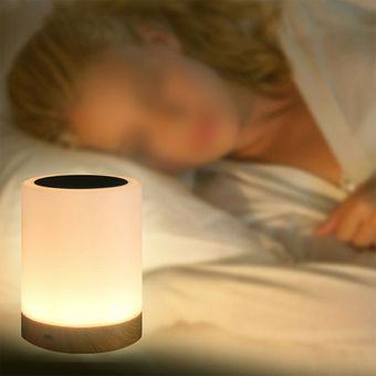 Luz de noche cálida recargable lámpara táctil de mesa con 6 color LED 