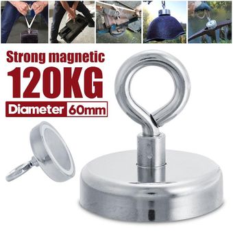 60mm 120KG Herramienta de rescate de imán potente y potente Kits de pesca de recuperación fuerte 