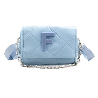 Bimba Y Lola Extra-Small Padded Nylon Flap Bag Neon Blue