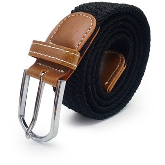 Cinturón elástico de lona negra para hombre  cinturón elástico de cu 