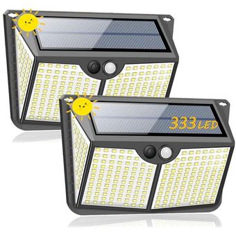 333 LED Luces Solares，luz solar exterior，IP65 2 Piezas 