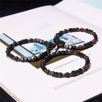 Vintage Elastic Jewelry Male Pulsera Meditation Fangmu Rojo 