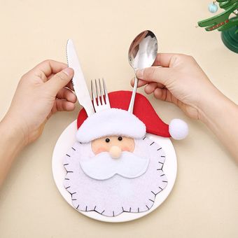 Santa sombrero Reno Navidad Año nuevo tenedor de bolsillo cuchillo t 