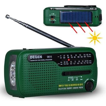 Verde Radio Fm De13 Fm Mw Sw Crank Dynamo Radio de emergencia solar 