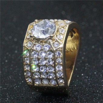 Anillo De Piedra Dorada De Circonio De Lujo Ywospx Anillo De 