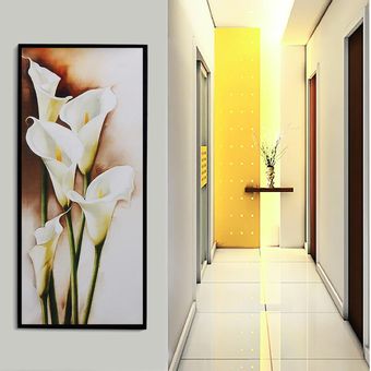 【NO】 Enmarcado sin marcos de impresión Pinturas de flores del lirio del hogar del cuadro de la pared del dormitorio la decoración del arte-Off White 