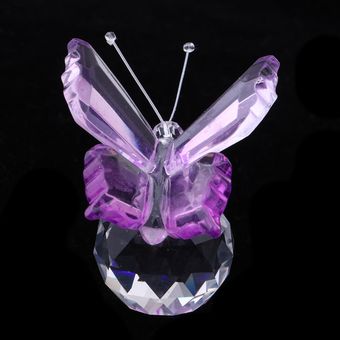 2xCrystal Flying Butterfly con Base de Bola Figurilla Adorno de Vidrio 