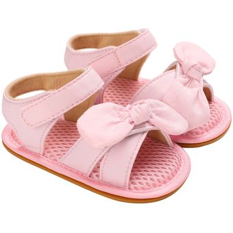 Sandalias con lazo de verano para niñas zapatos con los dedos de los pies al aire libre suela suave antideslizante precaminantes 