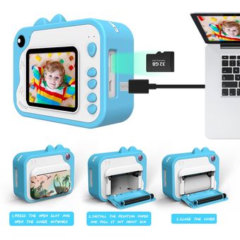 Cámara de impresión instantánea USHINING para niños Cámara digital de 12 MP  para niños de 3 a 12 años Cámara de vídeo con impresión sin tinta para niños,  pantalla 1080P de 2,4