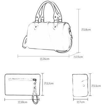 3 piezas  set Bolsa de hombro elegante de la vendimia de la mujer bolso de la almohadilla de moda del bolso 