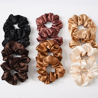 1 Uds Bandas elásticas para el pelo de Color liso de seda satinada Scrunchie accesorios de lujo suaves para el cabello para el pelo Coleta cuerda para el cabello 