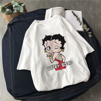 verano moda Casual mujer camiseta Harajuku divertida Betty BOOP impreso camiseta Vintage estét HON 