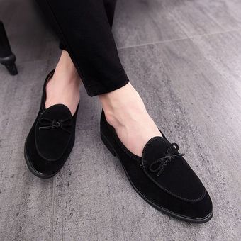 Zapatos formales de lujo para hombre cuero de gamuza negro vestido de fiesta calzado mocasines de ocio 