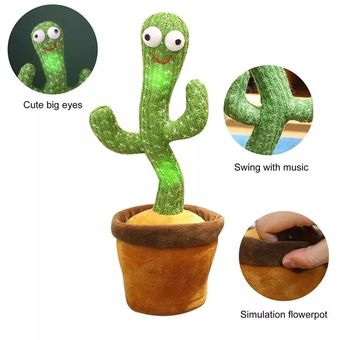 girasol repetición Muñeco de peluche electrónico para bebé juguete de felpa que simula cactus altavoz parlante 