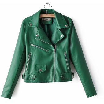 Chaqueta de piel sintética para mujer abrigo de manga larga verde P 