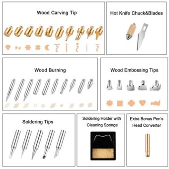 kit de herramientas de bol Kit de quemador de madera LCD de 45 piezas 