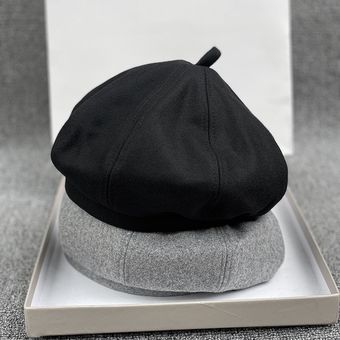 Sombrero de pintor para otoño e invierno Boina de lana para mujer, 