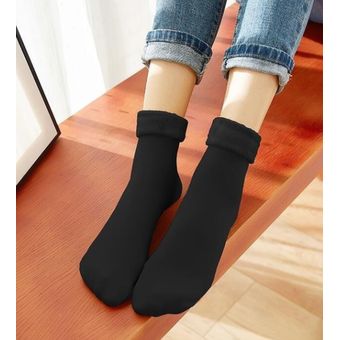10 pares de calcetines cálidos de invierno para mujer más terciopelo-negro 