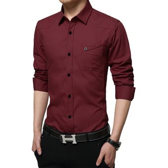 camisa burdeos hombre