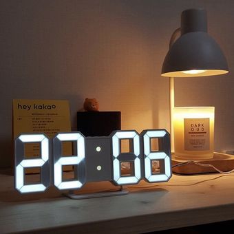 fecha pantalla de temperatu despertador Luz LED de pared Digital 3D 