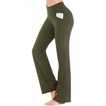 Pantalones para mujer Flare Pierna Stretche Long High Cintura Yoga con bolsillos Pantalones Pantalones para mujer Flare Pierna Stretche Long High Cintura Yoga con bolsillos Pantalones