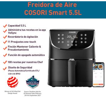 Cosori Smart Chef Edition Freidora de Aire 5.5L Negra