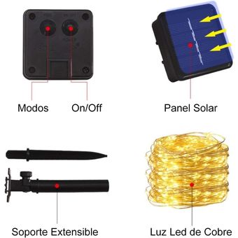 Luces Led Solar de 8 Modos, 22M con 200LEDs Tiras Led con Luz