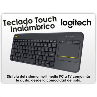 Teclado inalámbrico  Logitech K400 plus, Inalámbrico, Para PC/TV, Touchpad,  Windows/Android, Personalizable, Pilas 18 meses, USB, Negro