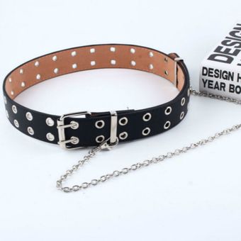 De moda mujer Punk cadena cinturón ajustable negro doblesolo arand 