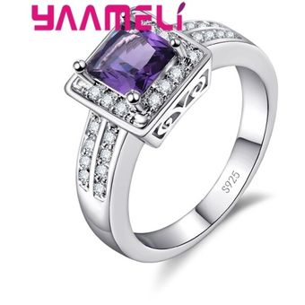 Anillo De Joyería De Cristal Cuadrado 925 Anillo De Zirconia 