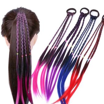 cuerda trenzada Cinta elástica para el pelo para niña accesorios para el cabello diadema con hueco para cola tocado peluca giratoria 