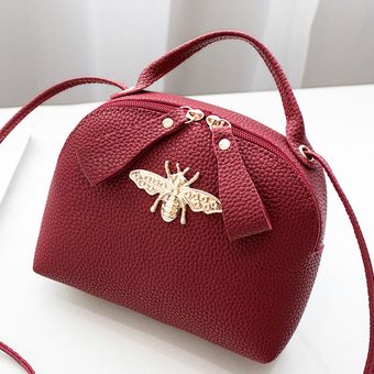 Mini bandolera de Metal con decoración de abejas bandolera redonda versátil de diseño famoso Bolso de mano pequeño para mujer #Red 