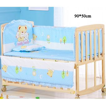 100% unidsset parachoques cuna con dibujos animados Protector de cama infantil de algodón lavable Juego de ropa de cama para bebé recién nacido 