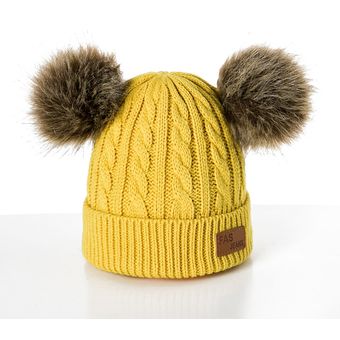 gorro bufanda de anillo para niños pequeños gorros gruesos sombrero de pompones de punto URDIAMOND-Sombrero de invierno para niñas y niños 