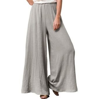 Pantalones anchos de lino y algodón para mujer pantalones de - gris | Linio Colombia - GE063FA1MW715LCO