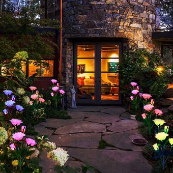 Solar Rosa Flores luces a prueba de agua lámpara LED para jardín para 