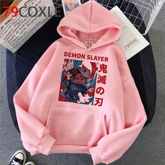 Hot Anime cazadora de sudaderas con capucha de los hombres Kawaii dibujos animados Kimetsu No Yaiba Sudadera con capucha lindo espada demoníaca Harajuku negro Sudaderas Hombre Color#91014 