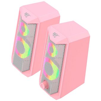 Altavoces rosa para ordenador portátil, altavoces con cable USB de 3,5mm,  reproducción de música, HIFI