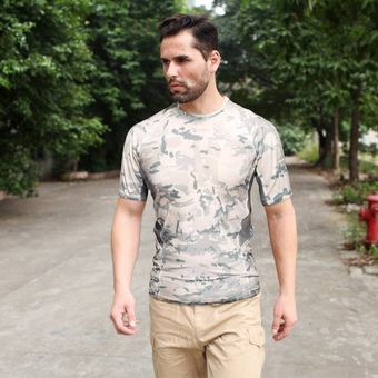 Camiseta de manga corta con cuello redondo para hombre camiseta militar para hombre camiseta de escalada para acampar al aire libre camiseta y transpirable de secado rápido 