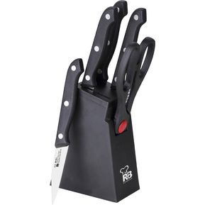 Axer Juego de Cuchillos de Cocina Negra - 6 Piezas Set Cuchillos Cocina  Profesional - Set de Cuchillos Inox - Juego Cuchillos Para Chef - Knife Set