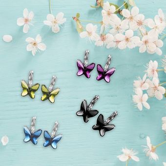 Hermosa de moda joyería simple S925 Pendientes de cristal de la mariposa 
