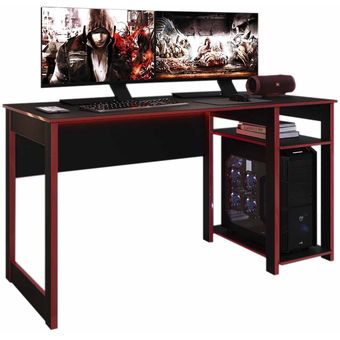 Mesa Escritorio Gamer Multiusos 136x73x60 cm Rojo con Negro 300244  KingsHouse