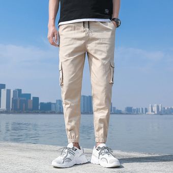 Pantalones Cargo para hombre cómodos pantalones de algodón de color 