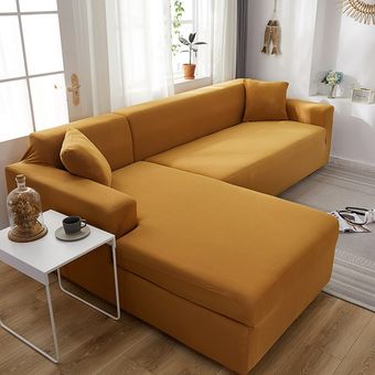 Simple funda cubresofá para sala de Spandex elástico cubierta de sofá elástico fundas en forma de L sofá necesita comprar 2 uds cubierta de sofá #Camel 