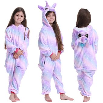 bonitos monos-LA30 Panda tigre Licorne Pijamas de franela para bebés y niños unicornio 