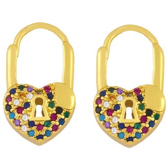 Pendientes De Candado De Cristal Multicolor De La Sra Flola 